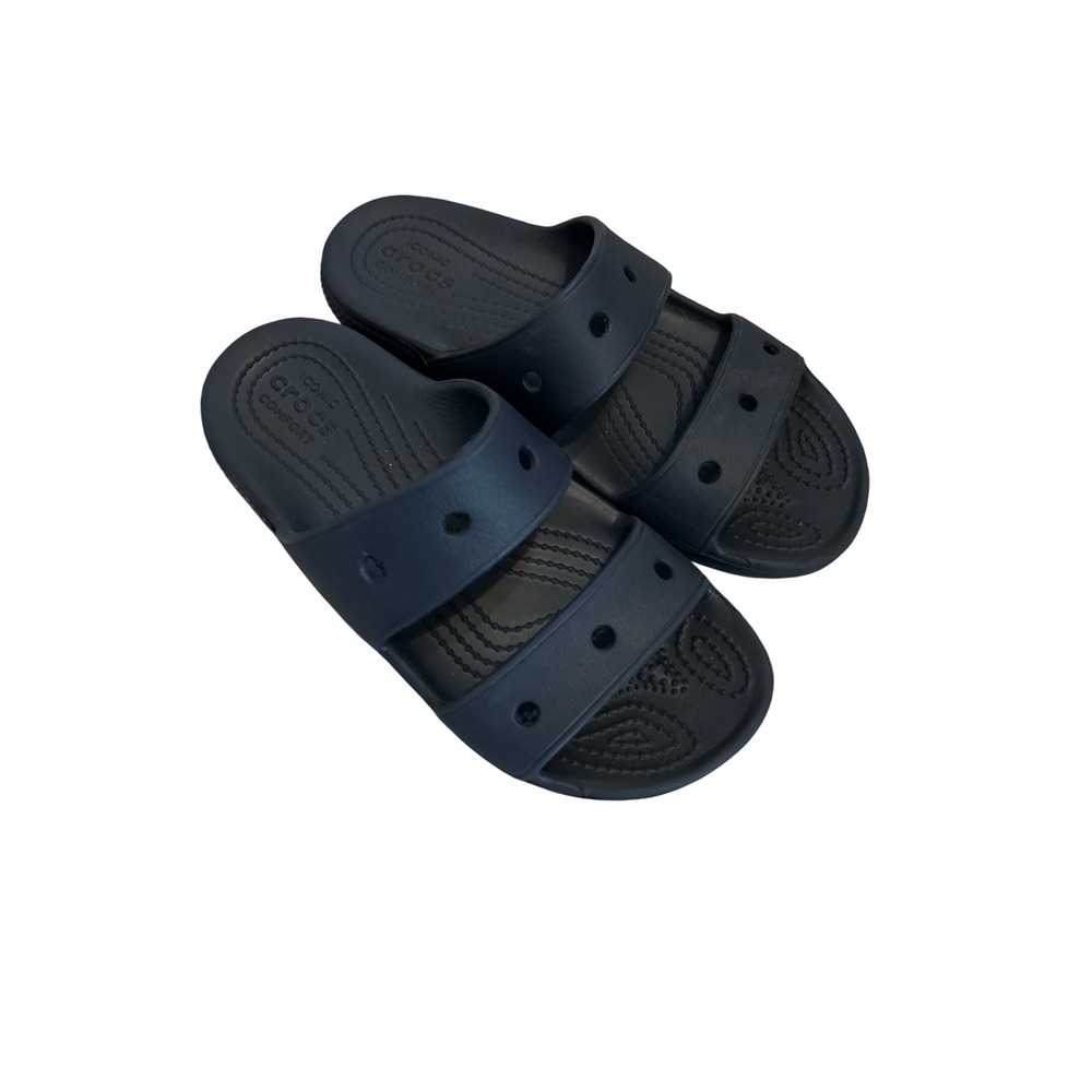 Crocs Classic Slide Navy Blue Two Strap Comfort Sandals Womens 5 Youth 3.5